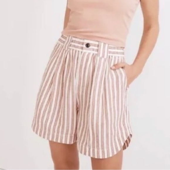 Madewell linen blend curved hem shorts, small - Picture 1 of 7